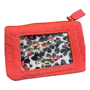Women's Vera Bradley Coral Quilted ID Lanyard Wallet One Size